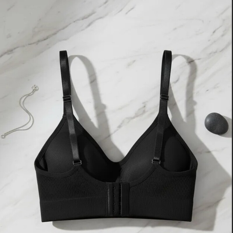 Soutien Top Deportivo Con Tiras Y Broche Color Negro