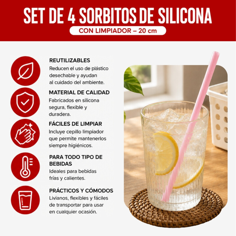 Set 4 Sorbitos silicona con limpiador TRANSPARENTE
