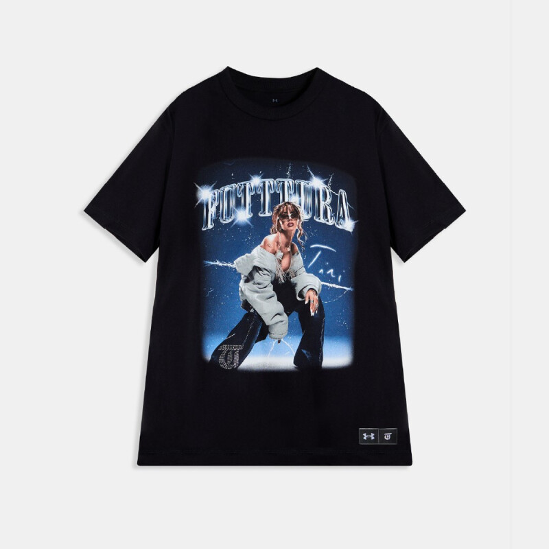 UA W BFOS LOGO TEE SS TINI CUPID-WHT BLK-001