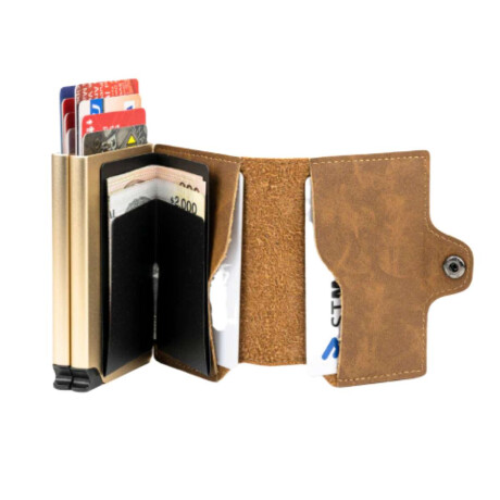 Billetera Baleine Double Kansas Golden Brown