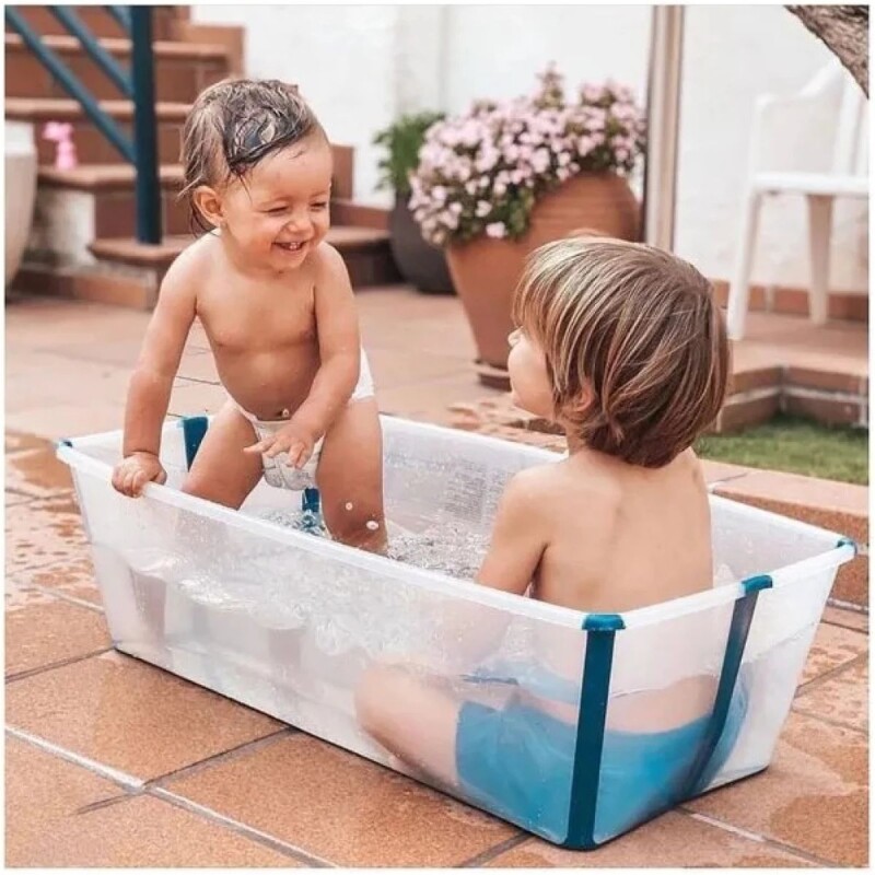 Baño Stokke Flexibath Plegable Transparente y Azul