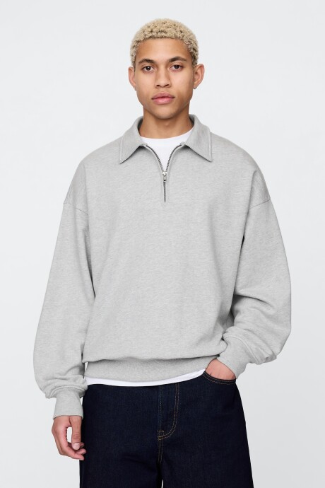 Buzo Deportivo Sin Felpa Medio Cierre Hombre Light Heather Grey