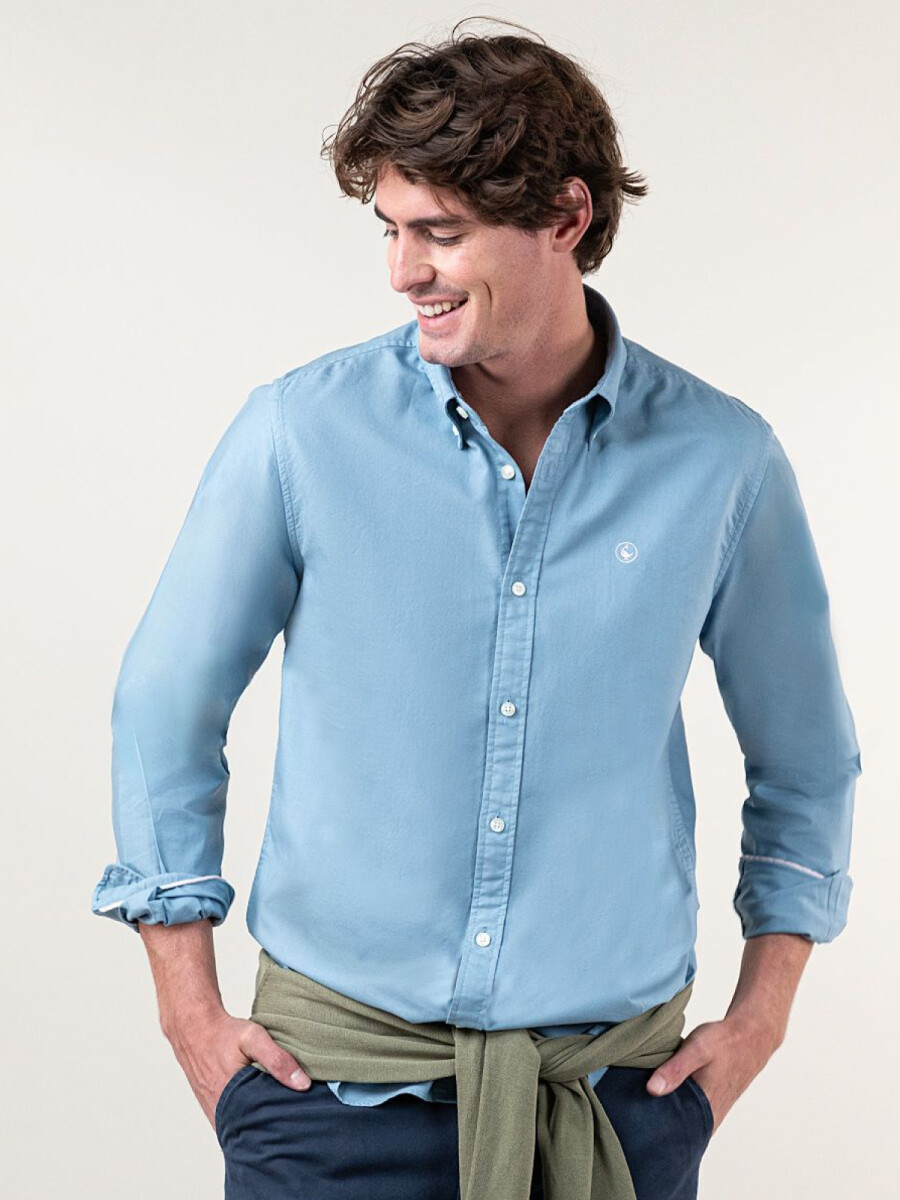 Camisa Garment Dyed - Azul Acero 