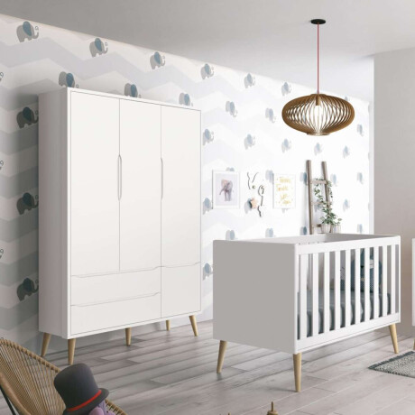 Ropero 3 puertas 2 cajones Infantil Theo Blanco