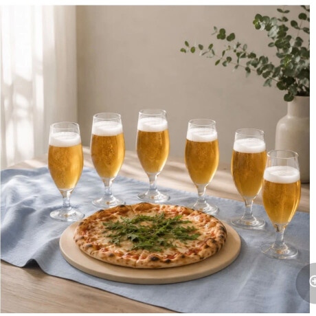 Combo Piedra Redonda de Pizza y Set de 6 Vasos Cerveceros para Compartir Combo Piedra Redonda de Pizza y Set de 6 Vasos Cerveceros para Compartir