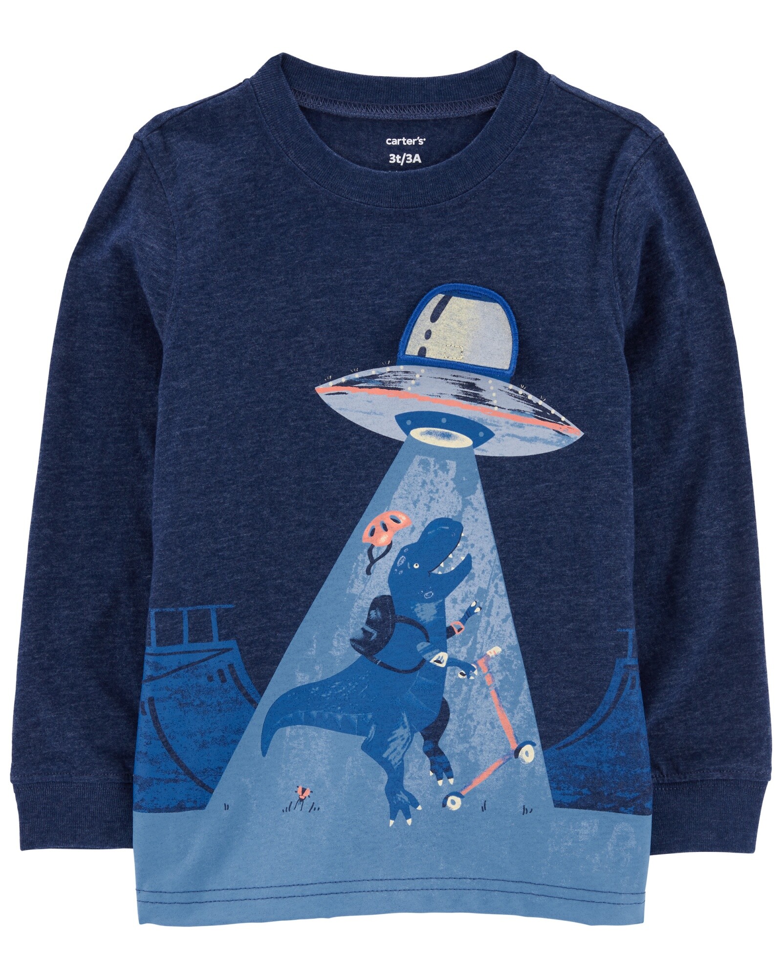 Remera de algodón manga larga estampa dinosaurio 0