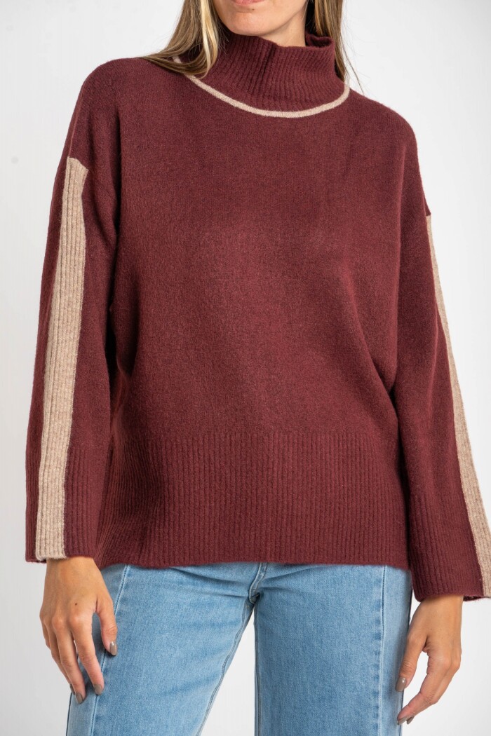 Polera Combinada Bordeaux