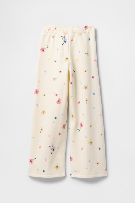 Pantalón Deportivo Wide Leg Logo Gap Niña White Floral Print
