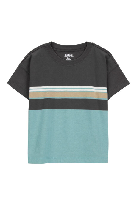 Remera de algodón, diseño colorblock Sin color