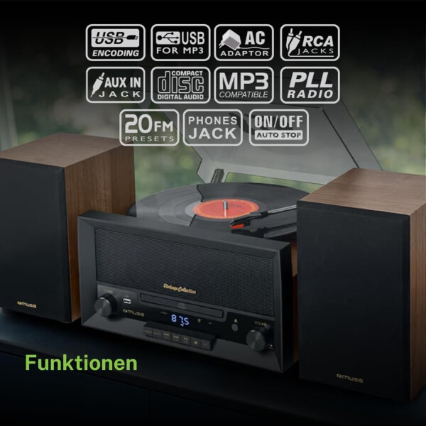 Bandeja De Vinilo Tocadiscos Muse Mt-120mb BANDEJA VINILO MUSE MT-120MB C/PARLANTES