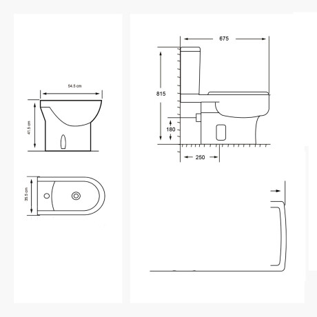 Water Inodoro Con Mochila, Tapa Y Bidet Torrens Aqualia BLANCO