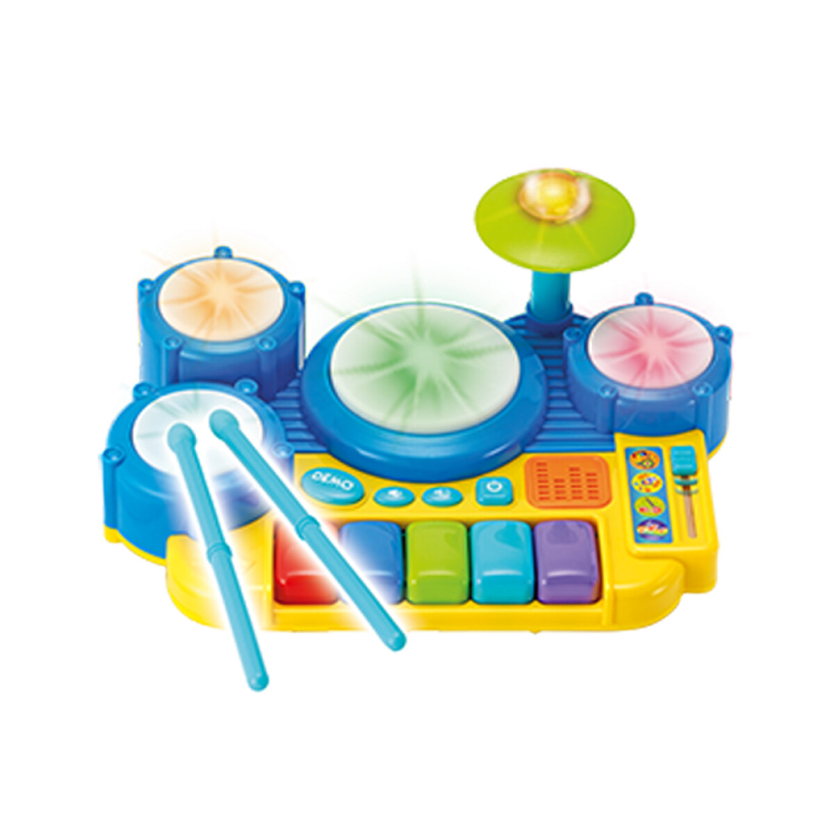 Batería y Teclado Set Infantil c/Ritmos Música Luces Winfun - Multicolor 