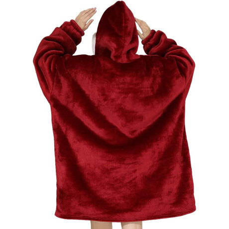 Manta Buzo Poncho Canguro Polar C/ Capucha Corderito Rojo