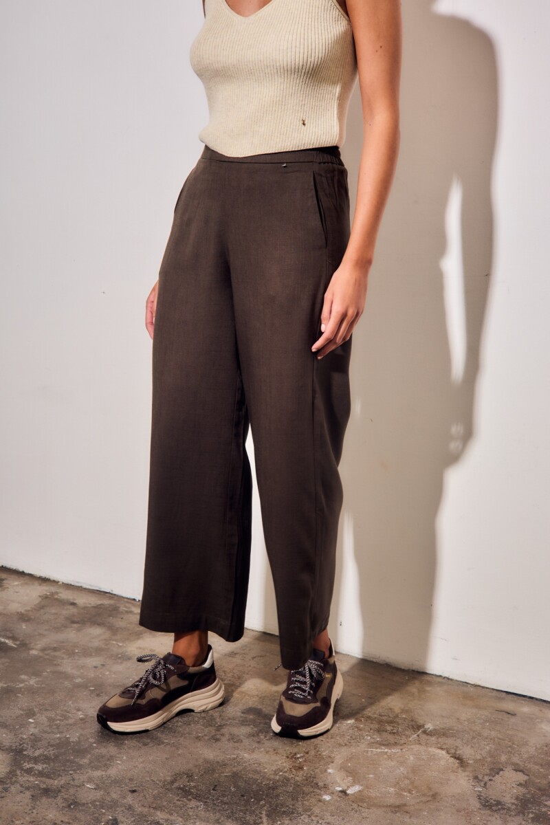 Pantalón Con Lino Oliva