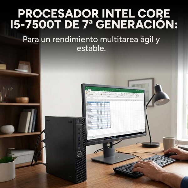 Mini Pc Dell i5-7500t 2.7 G 8Gb Ram 256Gb SSD Windows 11pro Color Negro