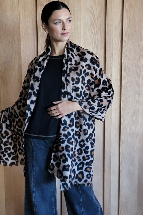 Bufandón Paz Animal Print Marrón