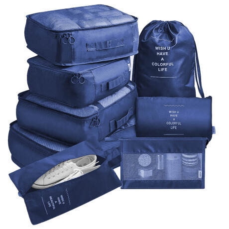 Set X8 Organizador De Viaje Valija Mochila Equipaje Azul