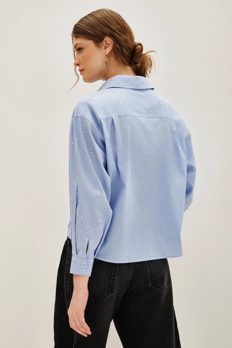 Camisa Marcel Stripes Celeste