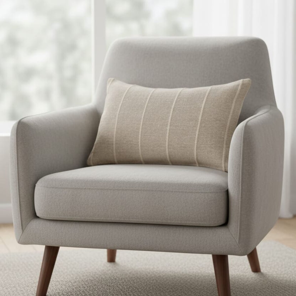 Funda de almohadón algodón 30x50cm - Rayas Greige 