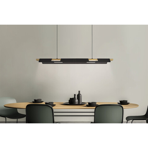 Lámpara colgante LED largo acero/madera 27W ERMUA EG0868