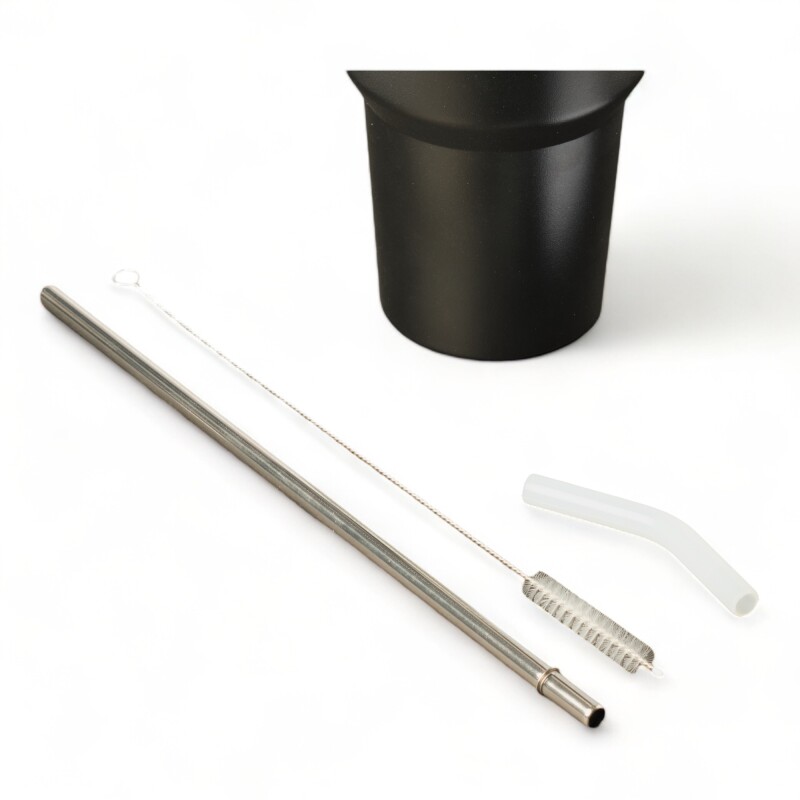 Jarra Vaso Terminico 1200ml Ac Inox y sorbete en Ac inox Negro