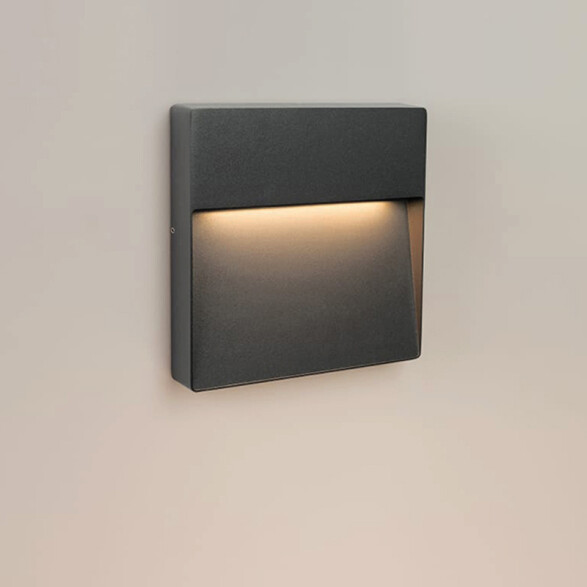 Lámpara de pared LED IP65 negro 6W luz cálida 90° IX4826