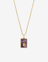 Cadena Corta con Dije Piedras Cadena De Acero Con Piedra Amatista - Dorado