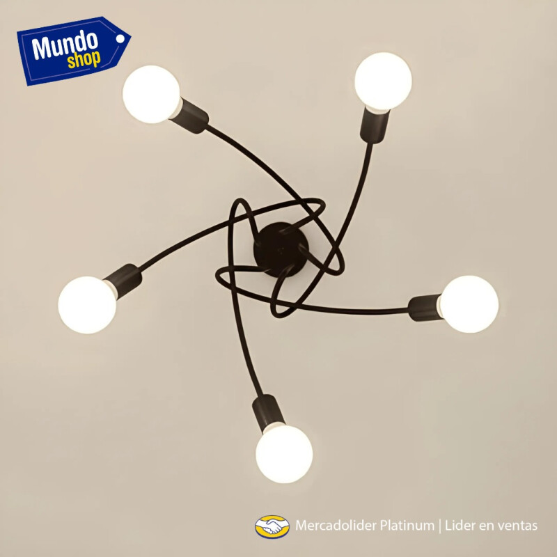 Lampara Colgante Araña 5 Brazos Aplique Negro