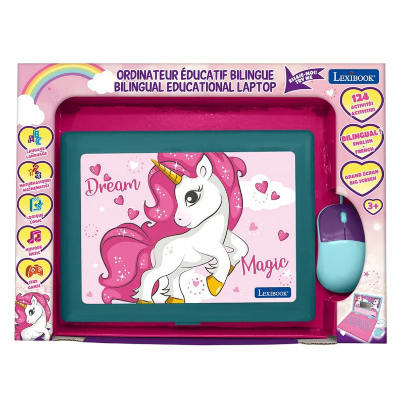 Laptop Disney Lexibook educativa bilingüe diseño Unicornio