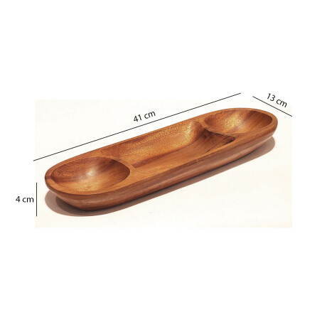 Copetinero Oval 3 Divisiones en Madera para Picada 41x13x4Cm Marrón