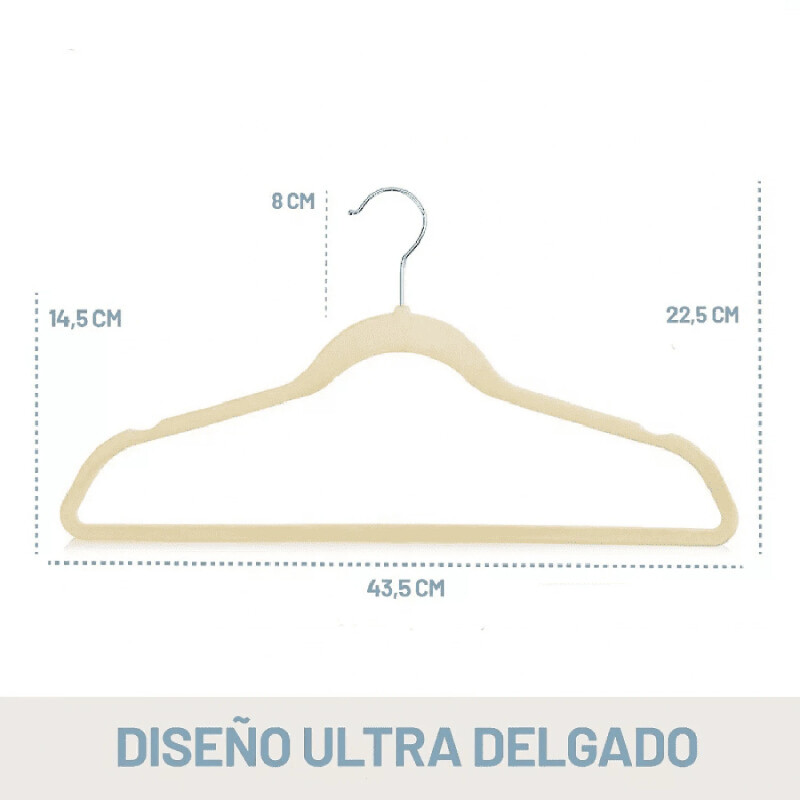Percha de terciopelo antideslizante crema