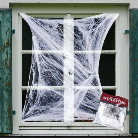 Telaraña decorativa Halloween con arañas Blanco