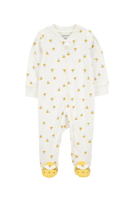 Pijama una pieza de algodón, con pie, diseño abejas Pijama una pieza de algodón, con pie, diseño abejas