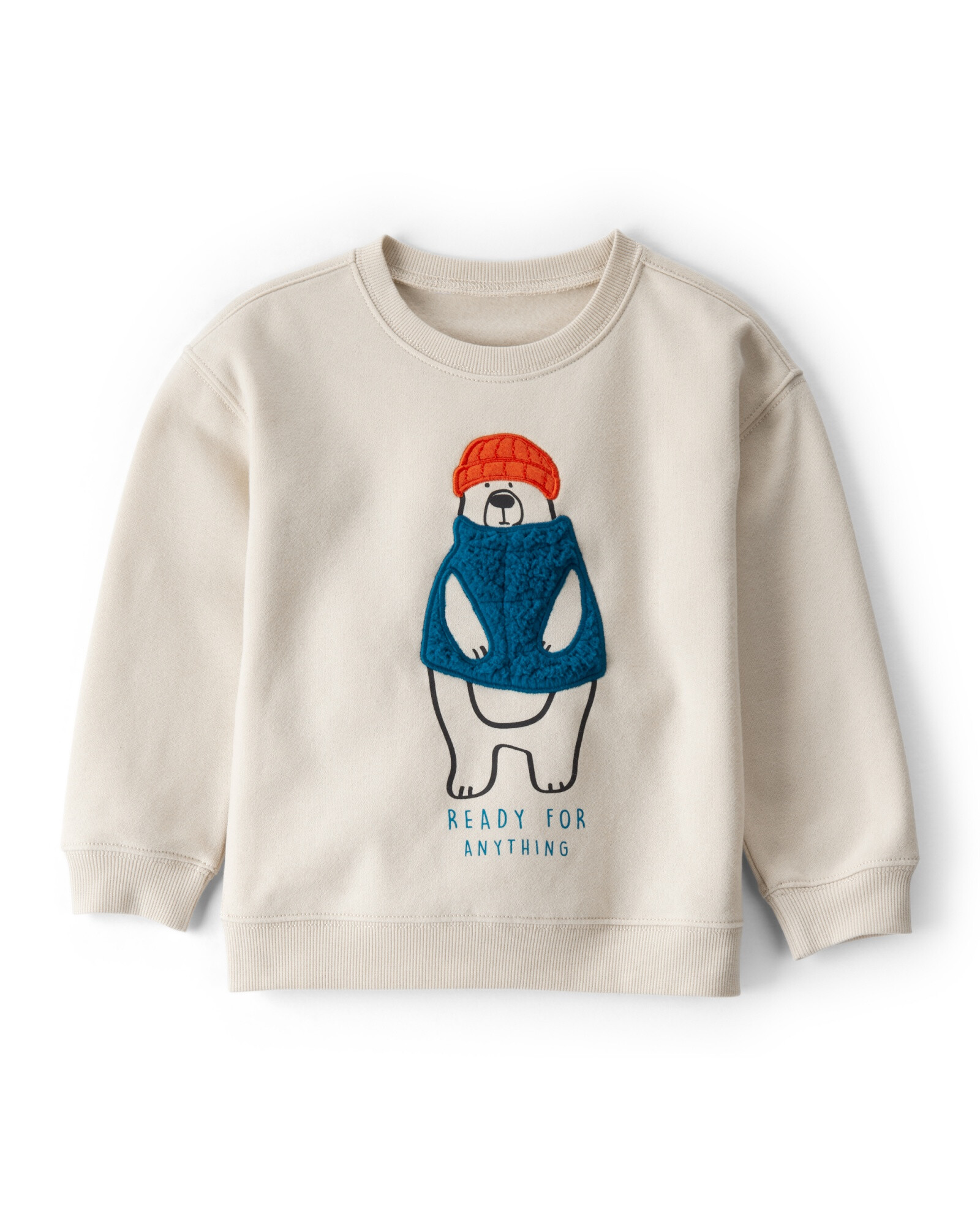 Buzo de algodón con felpa, beige, estampa oso polar Sin color