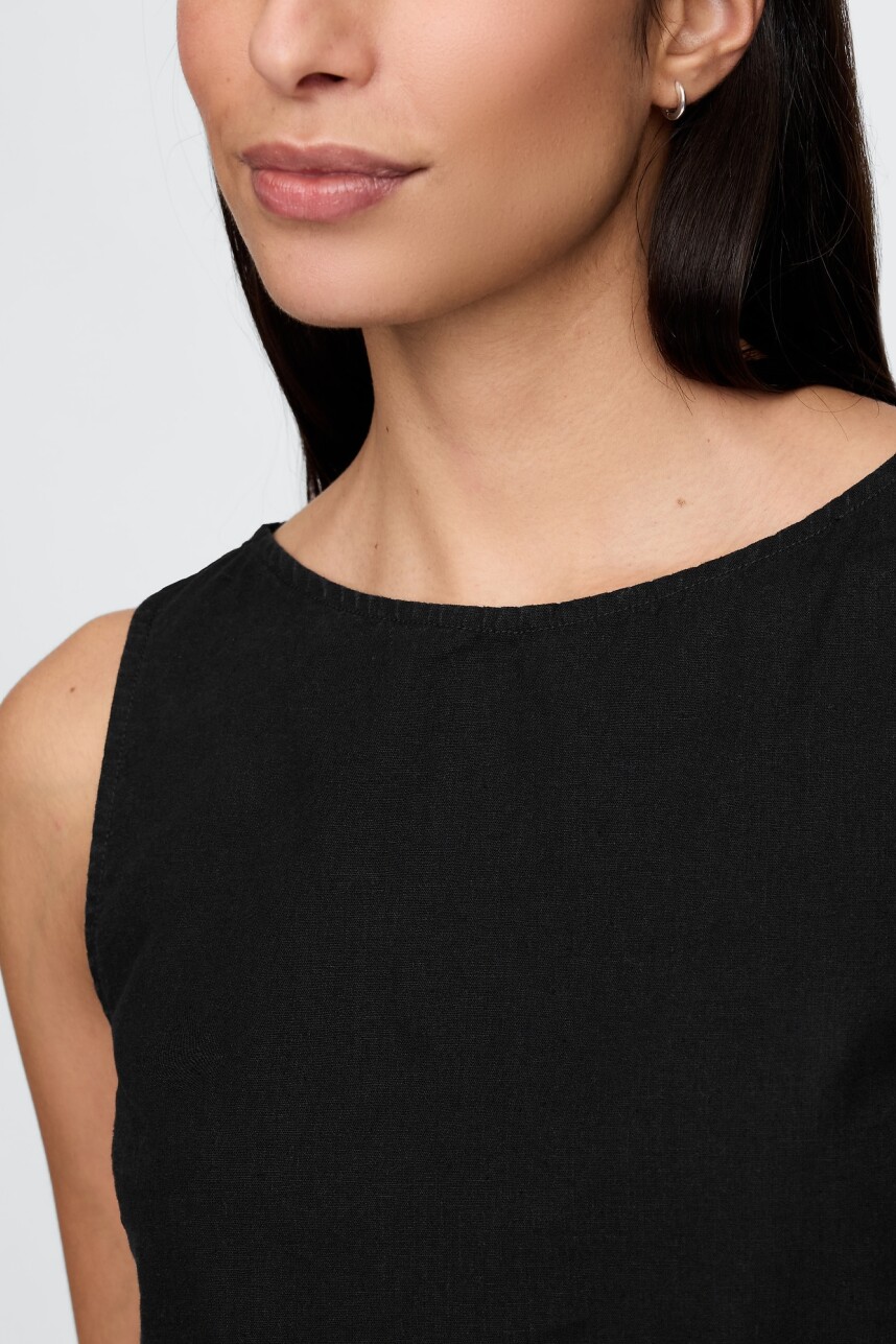 Musculosa De Lino Mujer True Black