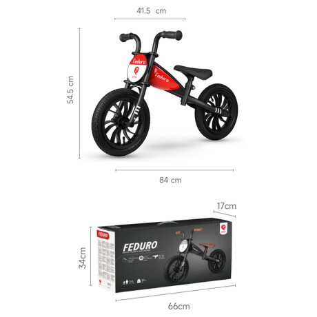 Bicicleta de Balance sin Pedales QPlay Feduro Rodado 12 Rojo