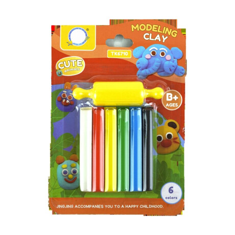 PLASTICINA BARRAS X6 P/MOLDEAR + RODILLO 7CM BLISTER PLASTICINA BARRAS X6 P/MOLDEAR + RODILLO 7CM BLISTER