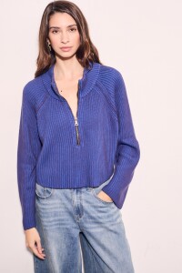 Sweater Algodón Cierre Azul