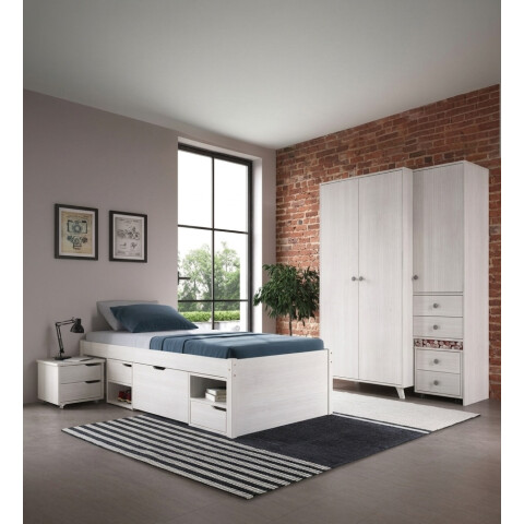 CAMA DE 1 PLAZA MADERA MACIZA CHARME BLANCA CAMA DE 1 PLAZA MADERA MACIZA CHARME BLANCA