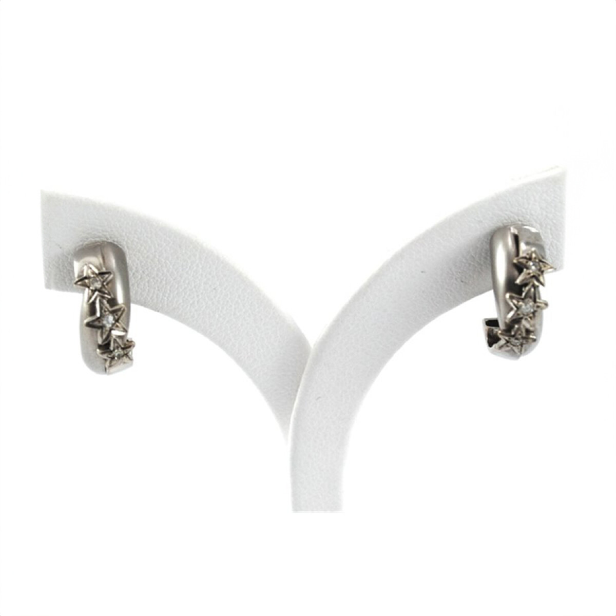 Caravanas Oro Blanco 18K Y Brillantes 