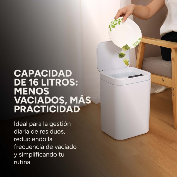 Papelera Cesto Basura Automatica 16l Basurero Sensor Color Variante Blanco