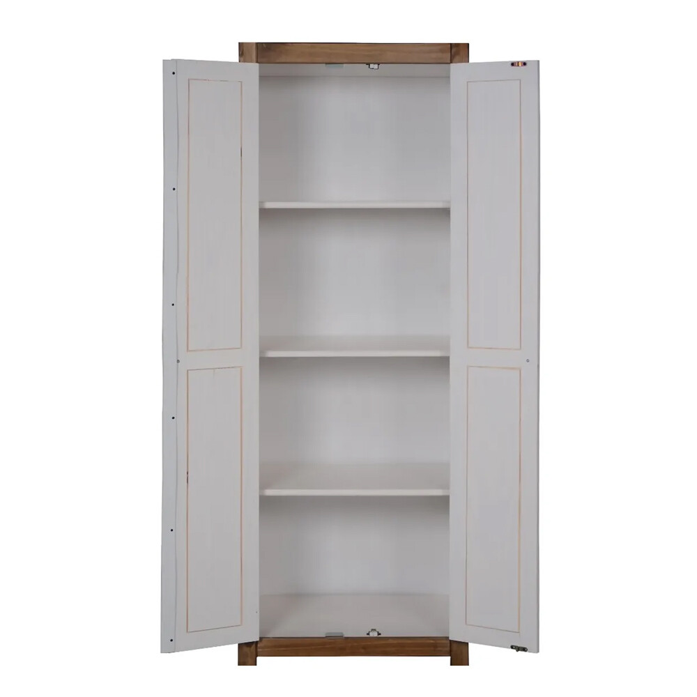 Ropero Armario 2 Puertas Estantes Multiuso Madera Maciza BLANCO