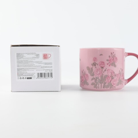 TAZA CERÁMICA APILABLE PÁJAROS Y FLORES (490 ML / ROSA) TAZA CERÁMICA APILABLE PÁJAROS Y FLORES (490 ML / ROSA)