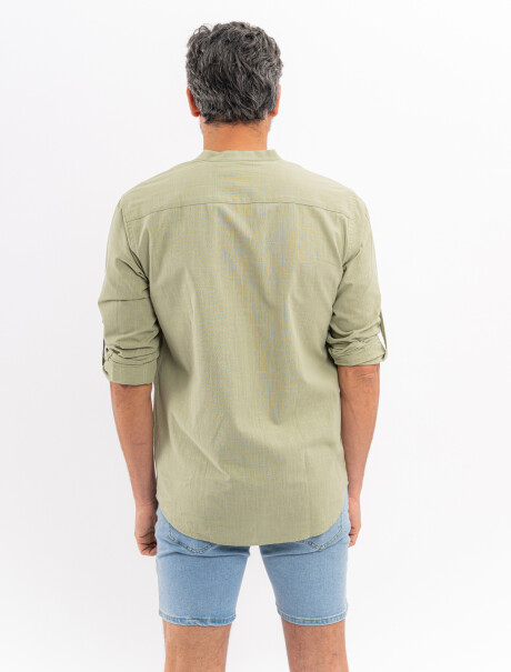 Camisa m/l efecto lino oliva