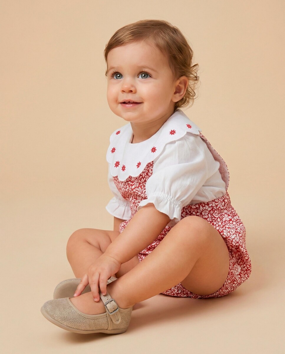 Camisa De Lino Cuello Con Bordados - Piedra 