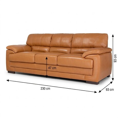Sofá Oxford - Cuero Básico - 3 cuerpos Camel - (Preventa)
