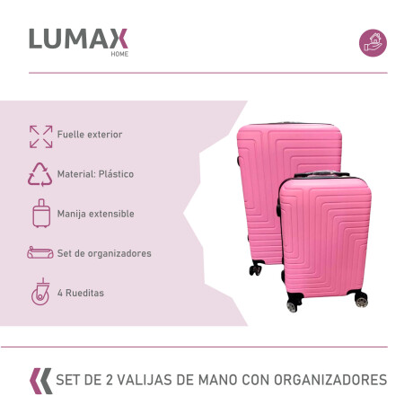 Set de 2 Valijas de mano rigidas con set organizador Rosa