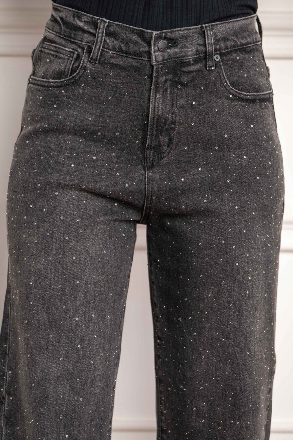 Jean Recto Apliques Negro