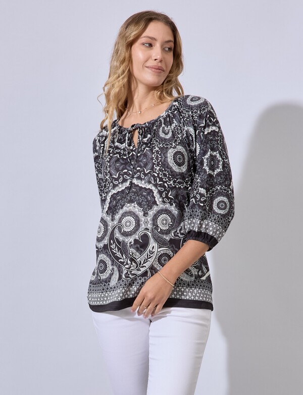 Blusa Printed NEGRO/BLANCO