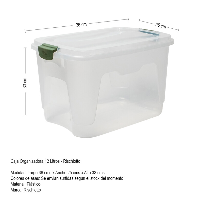 Set x2 Caja organizadora 12 lts Alta TRANSPARENTE